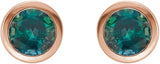 14K Gold Lab-Grown Alexandrite Round Bezel-Set Birthstone Stud Earrings - Rose Gold - view 6