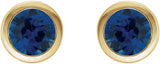 14K Gold Lab-Grown Blue Sapphire Round Bezel-Set Birthstone Stud Earrings - Yellow Gold - view 6