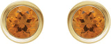 14K Gold Natural Citrine Round Bezel-Set Birthstone Stud Earrings - Yellow Gold - view 6