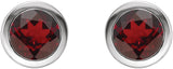 Platinum Natural Mozambique Garnet Round Bezel-Set Birthstone Stud Earrings - view 6