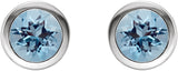 Platinum Natural Aquamarine Round Bezel-Set Birthstone Stud Earrings - view 6