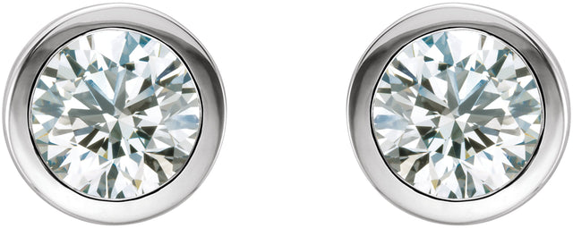 14K Gold Natural Diamond Round Bezel-Set Birthstone Stud Earrings - White Gold - view 6