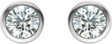 Platinum Natural Diamond Round Bezel-Set Birthstone Stud Earrings - view 6
