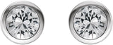 14K Gold Natural White Sapphire Round Bezel-Set Birthstone Stud Earrings - White Gold - view 6
