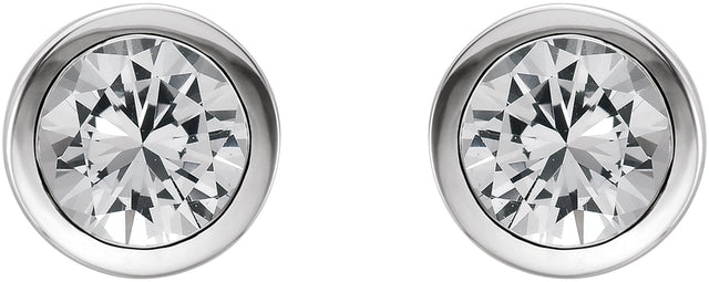 14K Gold Natural White Sapphire Round Bezel-Set Birthstone Stud Earrings - White Gold - view 6