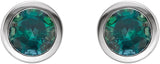14K Gold Lab-Grown Alexandrite Round Bezel-Set Birthstone Stud Earrings - White Gold - view 6