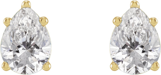 14K Gold Natural Diamond Pear 5-Prong Stud Earrings - Yellow Gold - view 6