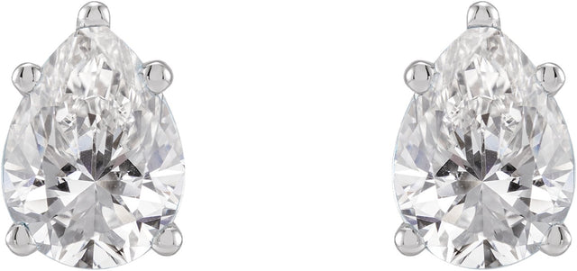14K Gold Lab-Grown Diamond Pear 5-Prong Stud Earrings - White Gold - view 6