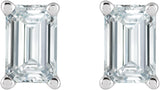 Platinum Lab-Grown Diamond Emerald 4-Prong Stud Earrings - view 6