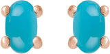 14K Gold Natural Turquoise Oval 4-Prong Cabochon Earrings - Rose Gold - view 4