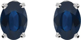Platinum Lab-Grown Blue Sapphire Oval 4-Prong Lightweight Stud Earrings - view 8