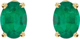 14K Gold Lab-Grown Emerald Oval 4-Prong Lightweight Stud Earrings - Yellow Gold - view 6