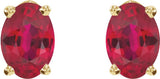 14K Gold Lab-Grown Ruby Oval 4-Prong Lightweight Stud Earrings - Yellow Gold - view 6