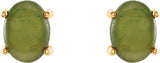 14K Gold Natural Nephrite Jade Oval 4-Prong Cabochon Earrings - view 4