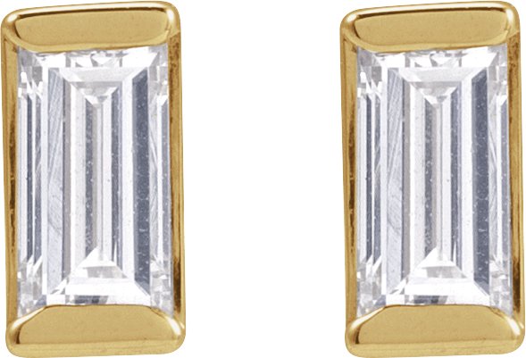14K Gold Natural Diamond Straight Baguette Channel-Set Stud Earrings - Yellow Gold - view 4
