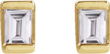 14K Gold Natural Diamond Straight Baguette Channel-Set Stud Earrings - Yellow Gold - view 4