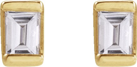 14K Gold Natural Diamond Straight Baguette Channel-Set Stud Earrings - Yellow Gold - view 4