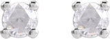 14K Gold Natural Diamond Round 4-Prong Rose-Cut Stud Earrings - White Gold - view 4