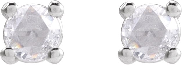 14K Gold Natural Diamond Round 4-Prong Rose-Cut Stud Earrings - White Gold - view 4
