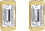 14K Gold Natural Diamond Straight Baguette Channel-Set Stud Earrings - Yellow Gold - view 4