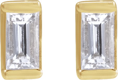 14K Gold Natural Diamond Straight Baguette Channel-Set Stud Earrings - Yellow Gold - view 4