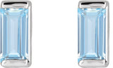 Platinum Lab-Grown Aqua Sapphire Straight Baguette Channel-Set Stud Earrings - view 5