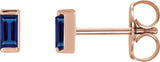 14K Gold Lab-Grown Blue Sapphire Straight Baguette Channel-Set Stud Earrings – 4x2mm – 4mm Stones - Rose Gold - view 4