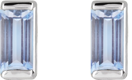 Platinum Natural Tanzanite Straight Baguette Channel-Set Stud Earrings - view 5