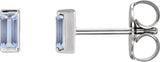14K Gold Natural Tanzanite Straight Baguette Channel-Set Stud Earrings - White Gold - view 3