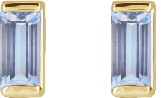 14K Gold Natural Tanzanite Straight Baguette Channel-Set Stud Earrings – 4x2mm - Yellow Gold - view 4