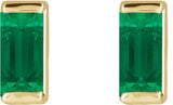 14K Gold Lab-Grown Emerald Straight Baguette Channel-Set Stud Earrings – 4x2mm - Yellow Gold - view 4