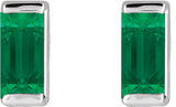 Platinum Lab-Grown Emerald Straight Baguette Channel-Set Stud Earrings - view 5