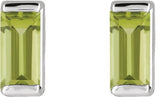 14K Gold Natural Peridot Straight Baguette Channel-Set Stud Earrings - White Gold - view 4