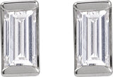 Platinum Natural Diamond Straight Baguette Channel-Set Stud Earrings - view 4