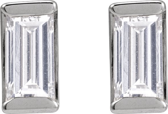 Platinum Natural Diamond Straight Baguette Channel-Set Stud Earrings - view 4