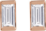 14K Gold Natural Diamond Straight Baguette Channel-Set Stud Earrings - Rose Gold - view 4