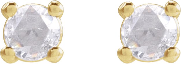 14K Gold Natural Diamond Round 4-Prong Rose-Cut Stud Earrings - Yellow Gold - view 4