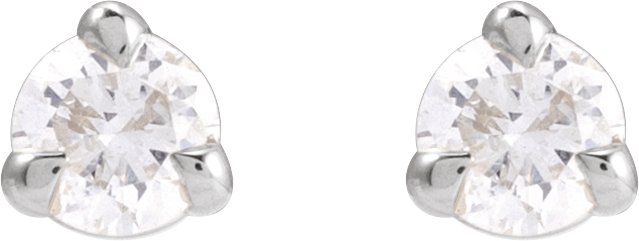 14K Gold Natural Diamond Round 3-Prong Pre-Notched Claw Earring - White Gold - view 4