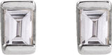 Platinum Natural Diamond Straight Baguette Channel-Set Stud Earrings - view 4