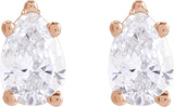 14K Gold Natural Diamond Pear 5-Prong Stud Earrings - Rose Gold - view 8