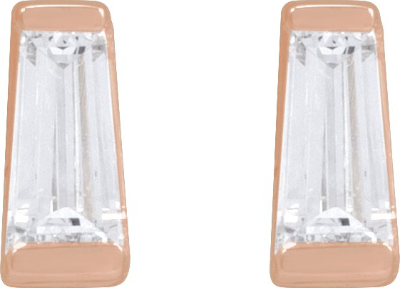 14K Gold Natural Diamond Tapered Baguette Channel-Set Stud Earrings - Rose Gold - view 6