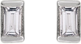 14K Gold Natural Diamond Straight Baguette Channel-Set Stud Earrings - White Gold - view 4