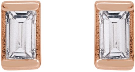 14K Gold Natural Diamond Straight Baguette Channel-Set Stud Earrings - Rose Gold - view 4