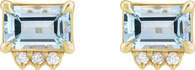 Platinum Emerald Lab-Grown Blue Sapphire & Natural Diamond Accented Earrings – 7x5mm - view 8