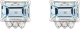 14K Gold Emerald Natural Sky Blue Topaz & Natural Diamond Accented Earrings – 6x4mm - White Gold - view 4