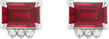 Platinum Emerald Lab-Grown Ruby & Natural Diamond Accented Earrings - view 6