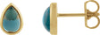 14K Gold Pear Natural London Blue Topaz Cabochon Earrings - Yellow Gold