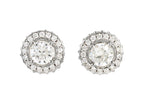 Platinum Natural Diamond Round 4-Prong Halo-Style Earrings II - view 6