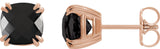 14K Gold Natural Onyx Cushion Double Claw-Prong Stud Earrings - Rose Gold - view 3