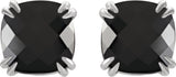 Platinum Natural Onyx Cushion Double Claw-Prong Stud Earrings - view 4